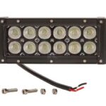Barra luzes de trabalho LED, 36W, 3060lm, retangular, 12/24V, branco, 198,6x79,5mm, cabo, Flood, 12 LEDs